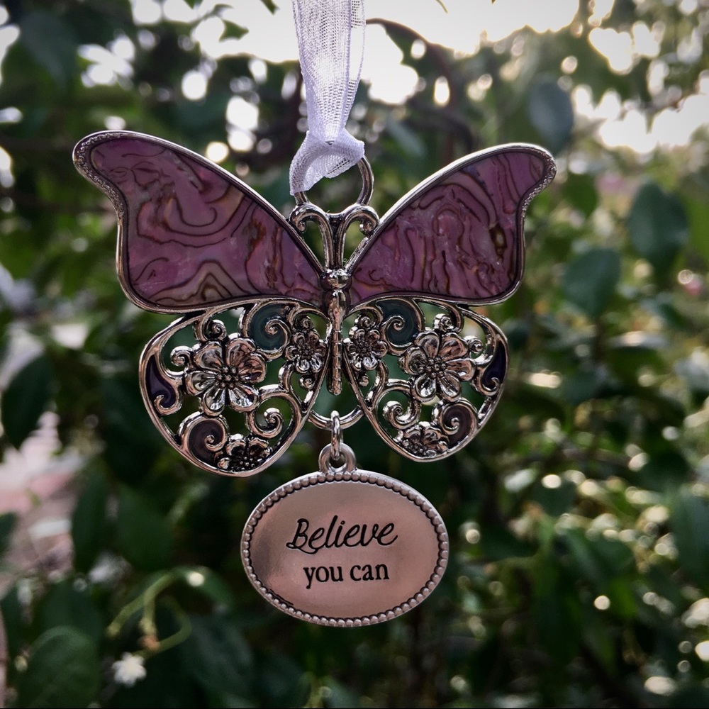 NWT 🦋 BELIEVE YOU CAN butterfly ornament GIFT
